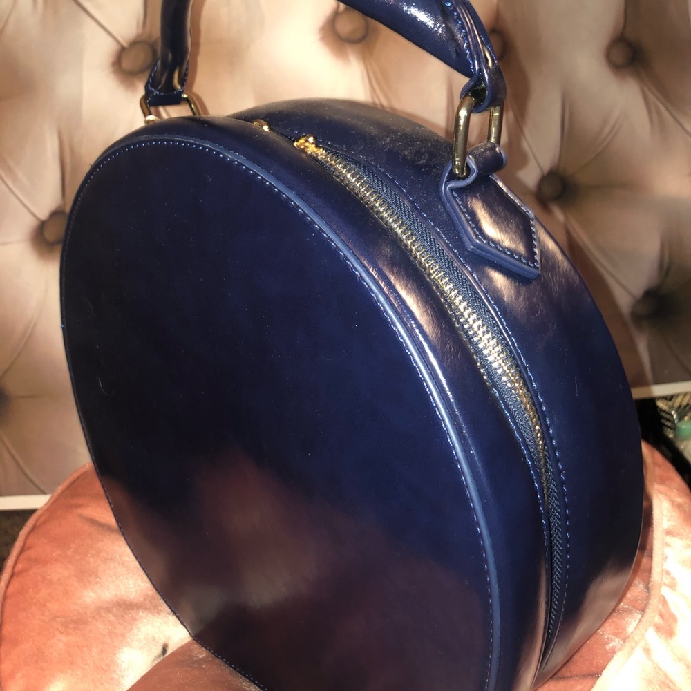 LAST 🔥Classic Blue Hat Box Leather Satchel - Picture 6 of 7